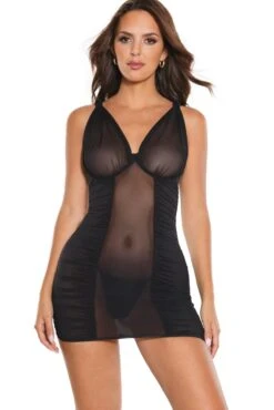 Coquette Chemise & G-String - Black