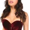 Dark Red Crushed Velvet Underwire Short Bustier