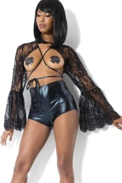 Coquette Eyelash Lace Shrug With Bell Sleeves