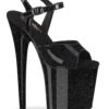 PLEASER FLAMINGO-809GP Black Glitter Patent Sandal