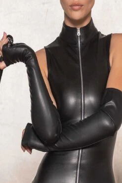 Faux Leather Thumb Mittens