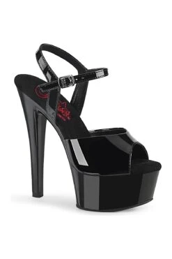 PLEASER GLEAM-609 Sandal | Black Patent