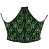 Green & Black Skull Satin Open Cup Waist Cincher