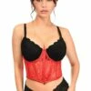 Lavish Red Sheer Lace Underwire Waist Cincher Corset