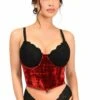 Lavish Red Velvet Underwire Waist Cincher Corset