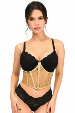 Beige Sheer Lace Underwire Waist Cincher Corset