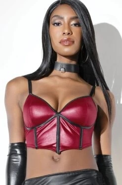 Coquette Matte Wetlook Bra With Boning With Lightly Padded Wireless Cups