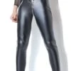 Coquette Matte Wetlook High Waisted Pants With Front To Back Metal Zipper
