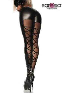 Mesh Panel Legging With Strapping Detail