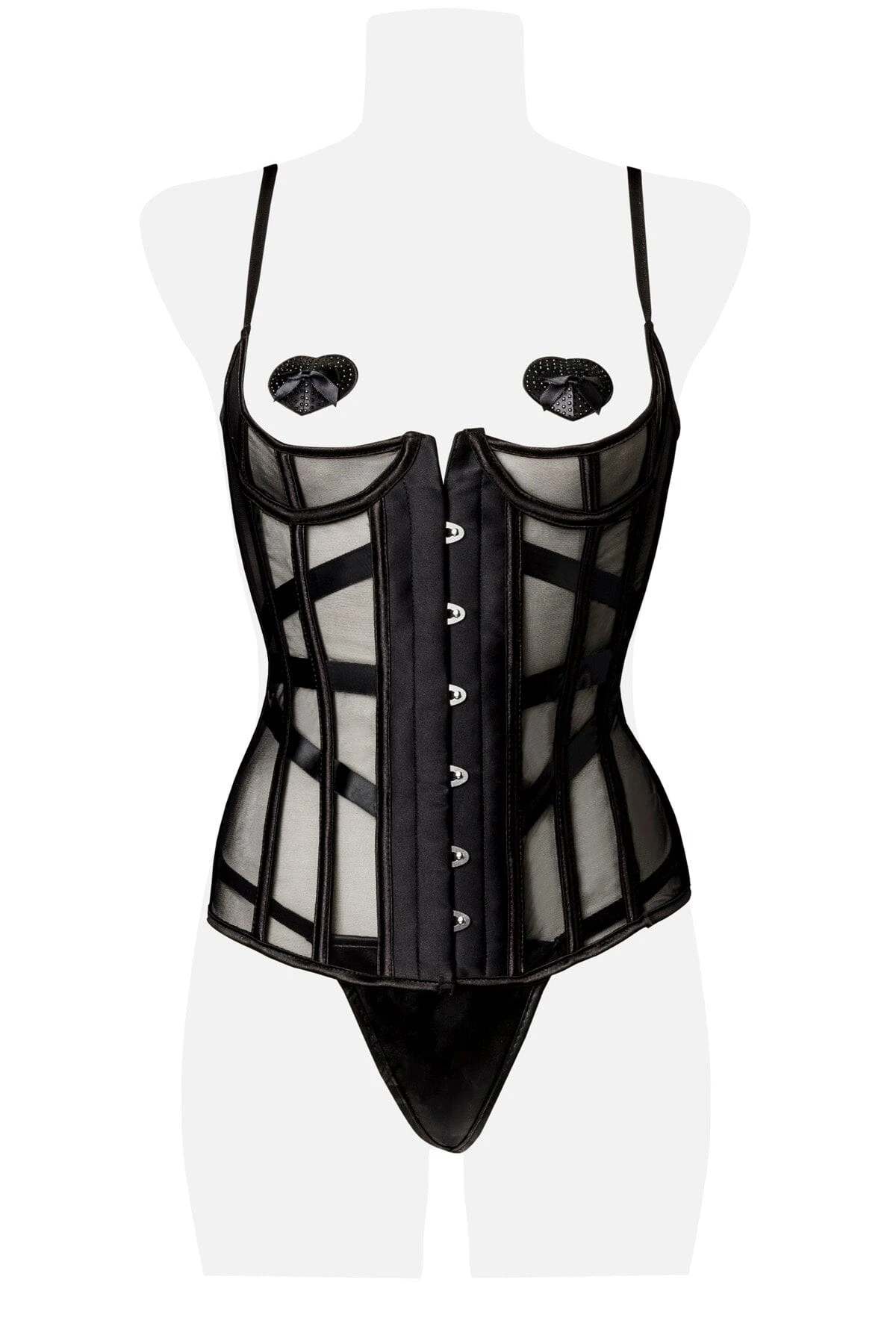 Mesh Underbust 3 Piece Corset Set - Image 5