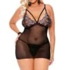 Plus Size Mesh Scalloped Lace Babydoll