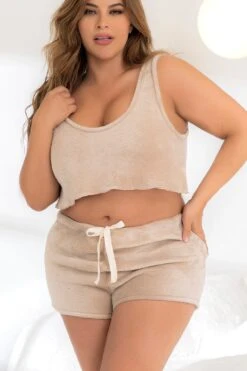 Plus Size Velour Look Lounge Set