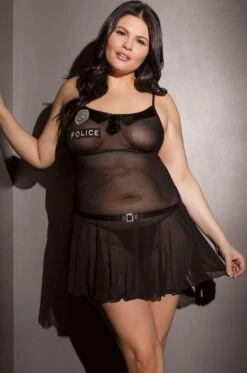 Coquette Police Babydoll With PVC Collar Neckline