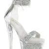PLEASER SKY-327RSI Silver Vinyl Sandal
