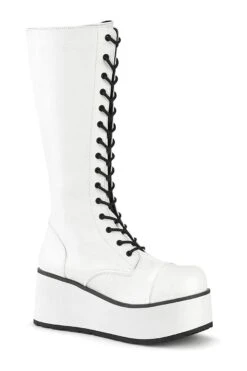 TRASHVILLE-502 White Vegan Leather Knee Boot