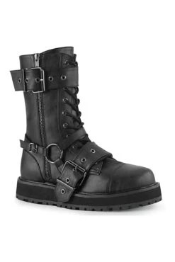 VALOR-220 Black Vegan Leather Knee Boot