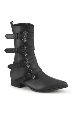 WARLOCK-110-B Black Vegan Leather Knee Boot