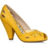 Bettie Page Marilyn Pump | Yellow Faux Leather