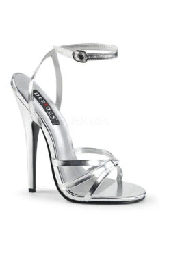 DOMINA-108 Sandal | Silver Faux Leather