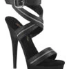 SULTRY-619 Sandal | Black Faux Leather