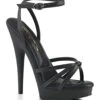 SULTRY-638 Sandal | Black Faux Leather